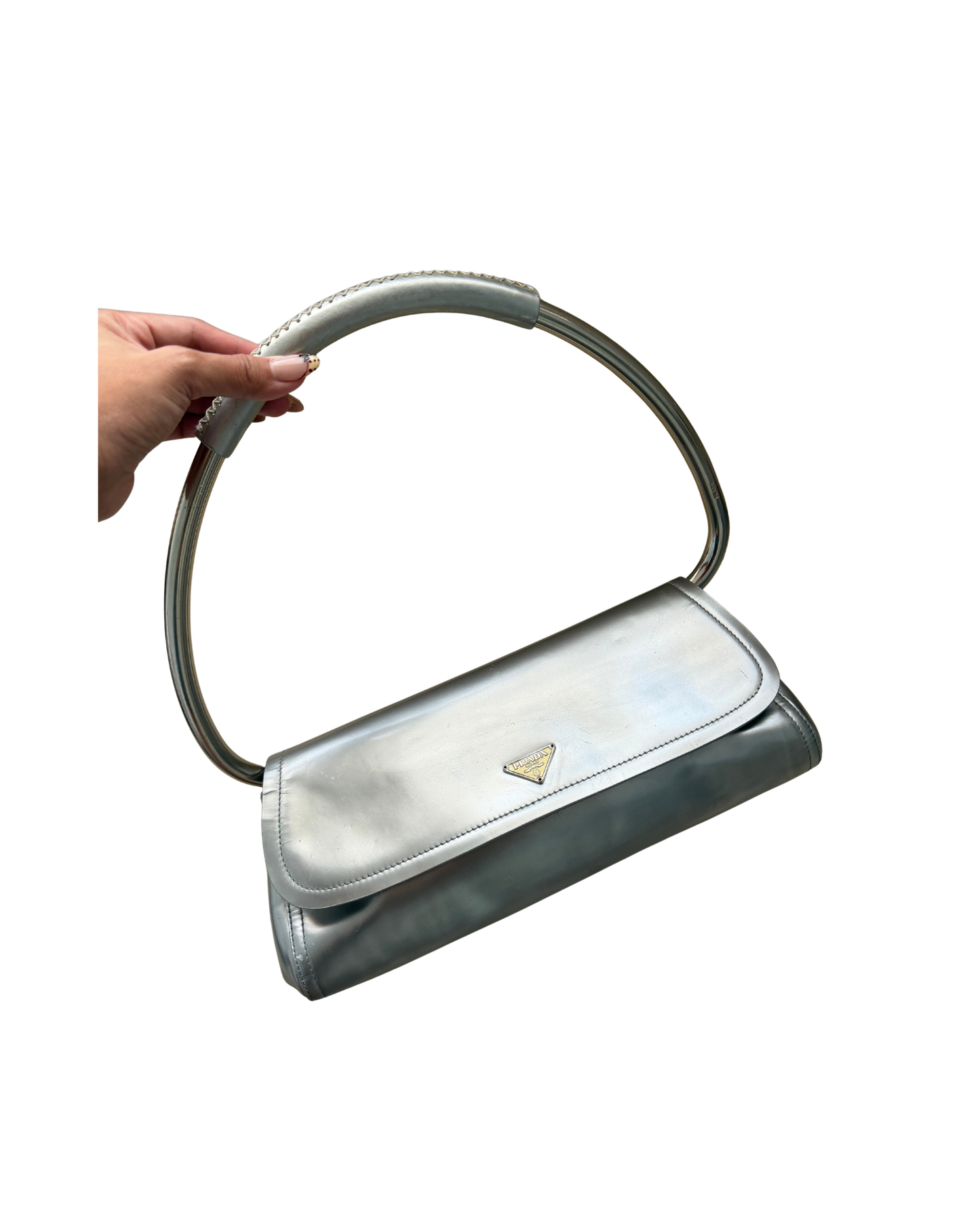 Available | Prada Metallic Silver Bag SS03 (Runway Piece)