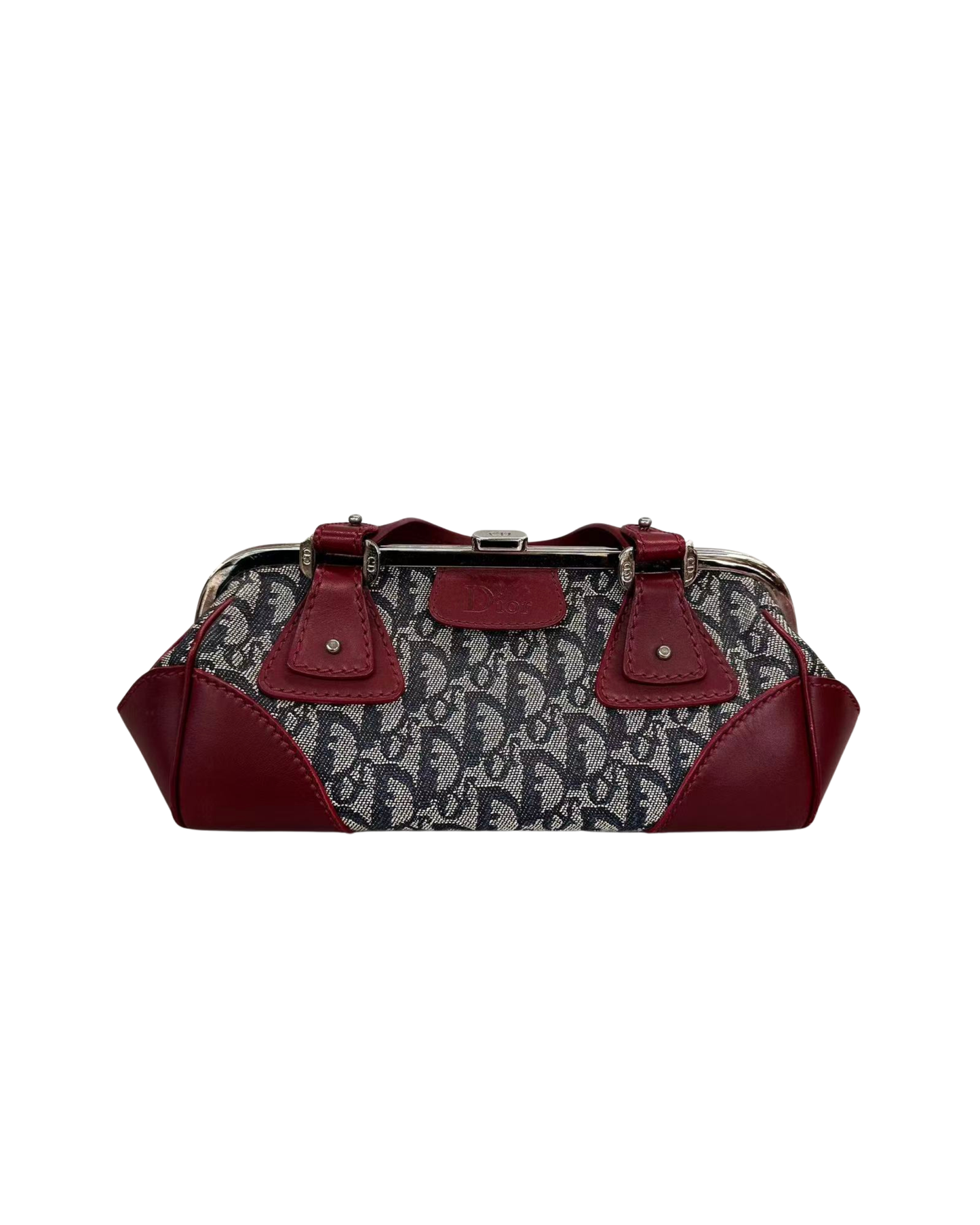 Christian Dior Monogram and Red Leather Trimmed Doctor's Handbag