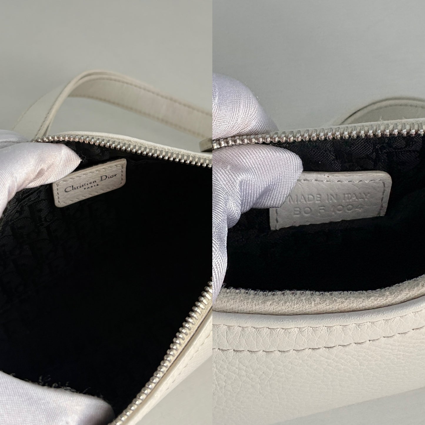 Christian Dior D-Charm White Leather Pochette