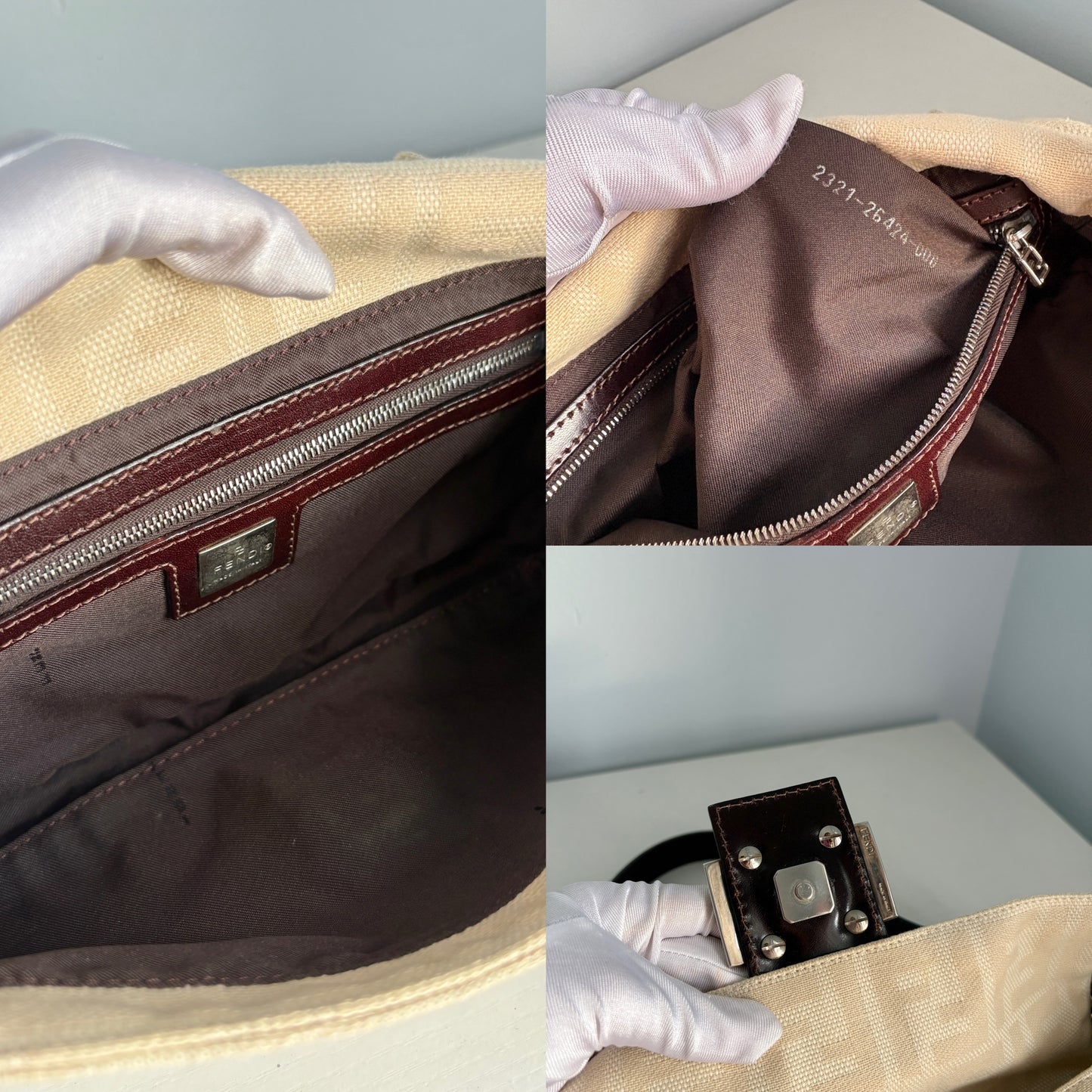 Fendi Monogram Beige Baguette