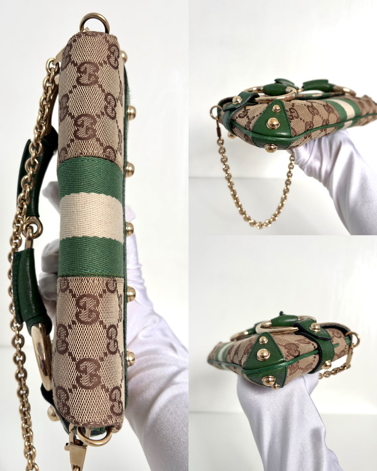 Available | Gucci Horsebit Green Chain Clutch