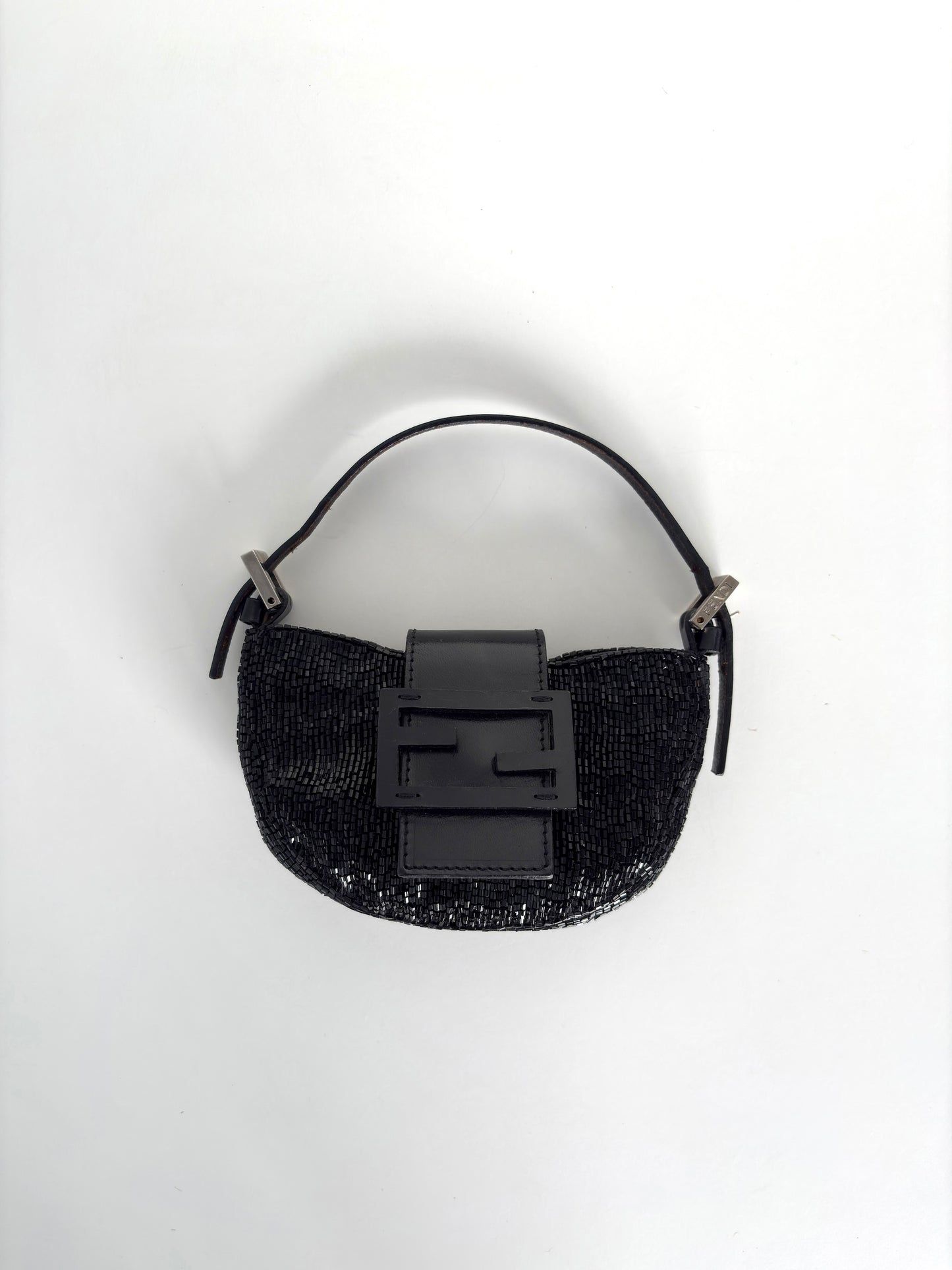 FENDI Black Beaded Mini Croissant