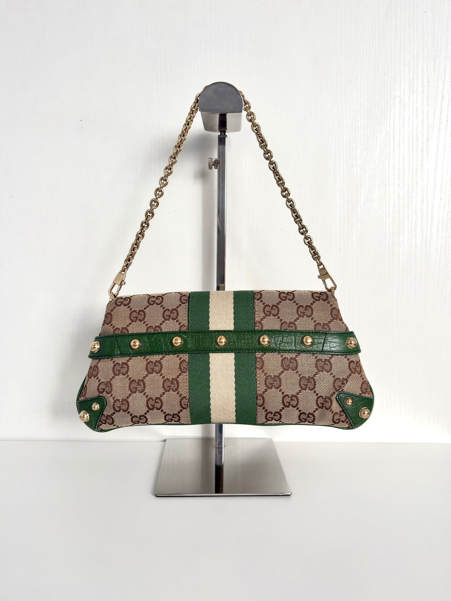 Available | Gucci Horsebit Green Chain Clutch