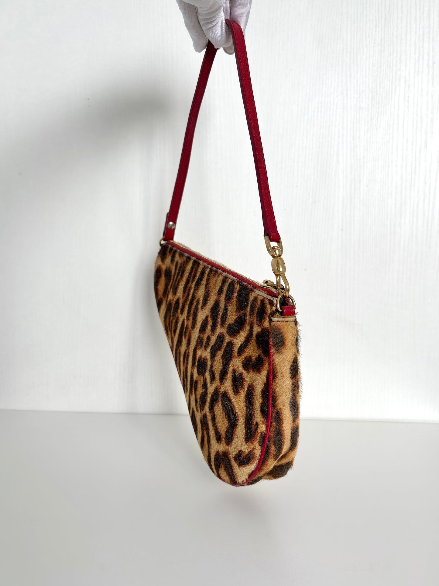 Available | Christian Dior Leopard Pony Hair Mini Saddle Bag