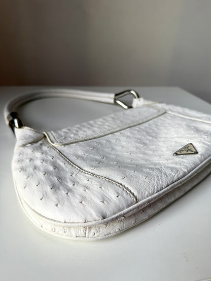 AVAILABLE | Prada Ostrich Swing Handbag 2003  – White