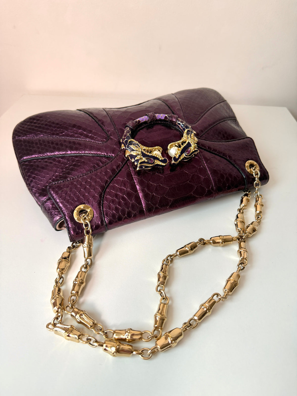 AVAILABLE | Gucci F/W 2004 Phyton Dragon Horsebit by Tom Ford – Purple