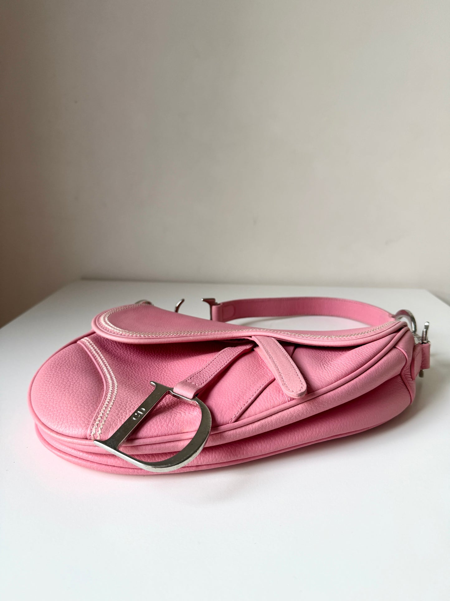 AVAILABLE | Christian Dior Leather Saddle Bag – Pink