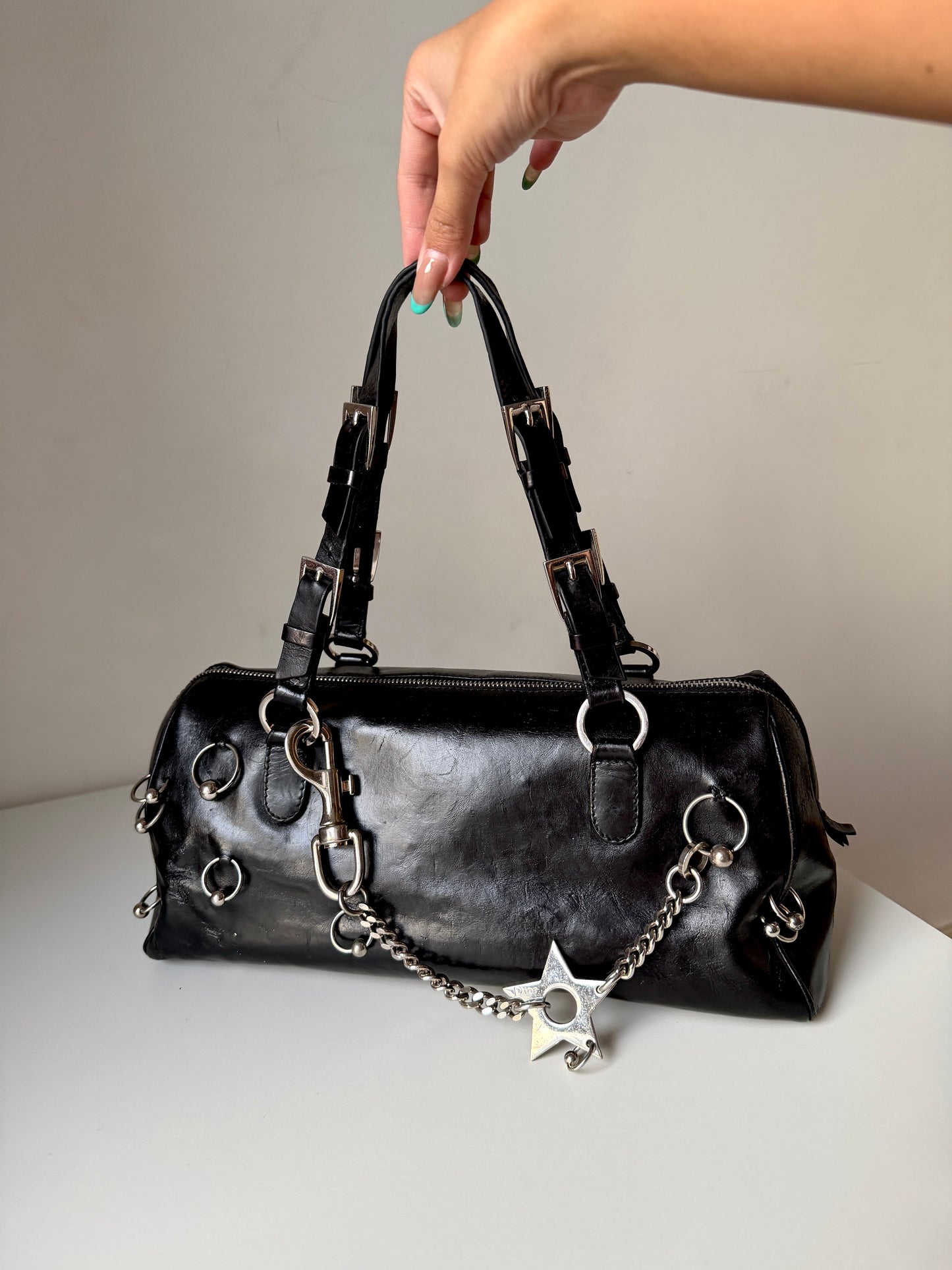 AVAILABLE | Christian Dior Hardcore Pierced Boston Bag – Black