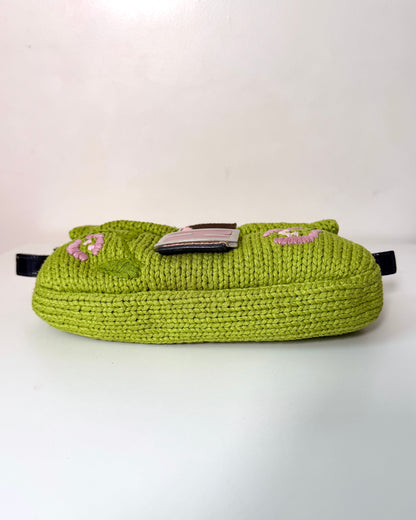 AVAILABLE | Fendi Knitted Floral Green Pink Baguette