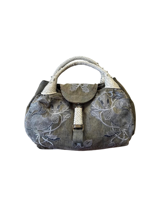 Fendi Bejeweled Denim Spy Hobo Bag