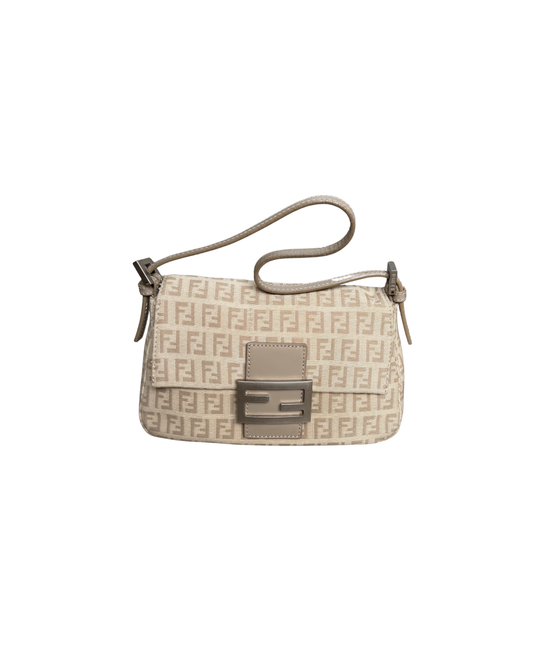 Fendi Beige Monogram Mini Baguette