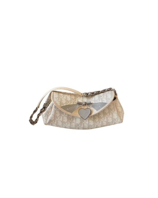 Christian Dior Romantique Trotter White Flap Bag