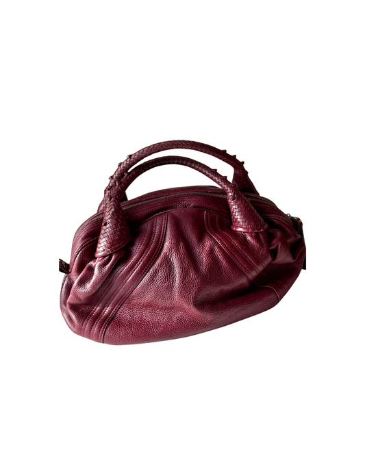 Fendi Burgundy Leather Spy Mini Hobo Bag
