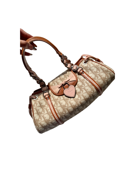 Christian Dior Brown Pink Leather Romantique Bag