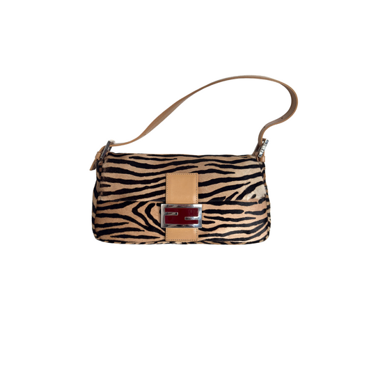 FENDI Zebra Printed Pony Hair Baguette