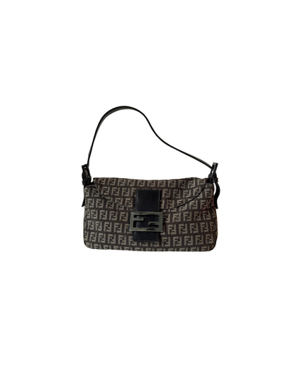 Fendi Mocha Zucchino Double Flap Baguette