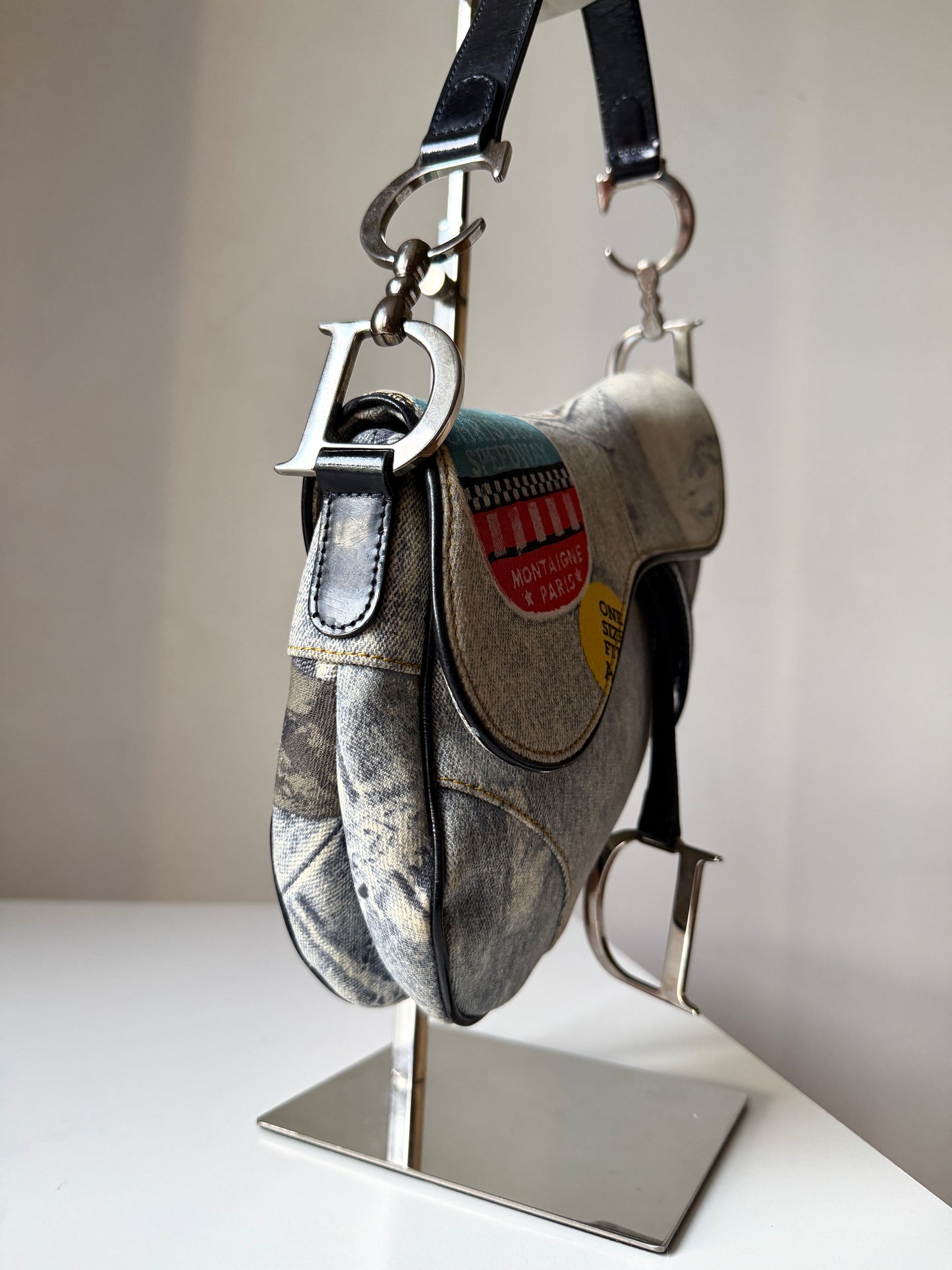 AVAILABLE | Christian Dior Speedway Distressed Saddle Bag – Blue