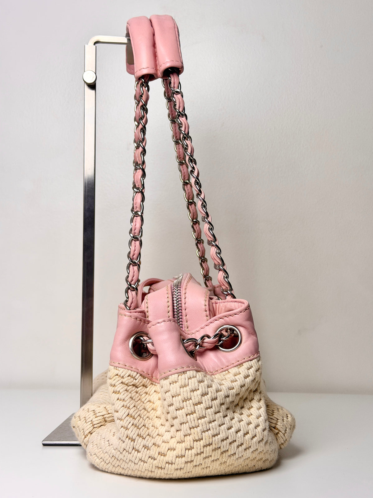 Chanel LAX Accordion Shoulder Bag – Pink & Cream Woven