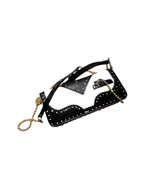 Christian Dior D-trick Black and White Leather 3 way Bag (Runway Piece)