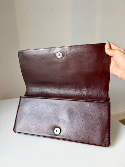 AVAILABLE | Chanel Double Pocket Satchel – Burgundy