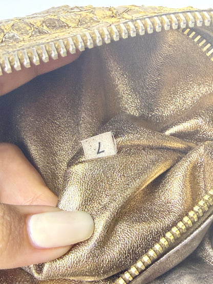 Prada Whips Pietre Gold Metallic Snakeskin Jeweled Bag