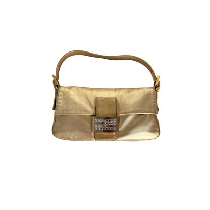 FENDI Baguette Gold Leather Bag