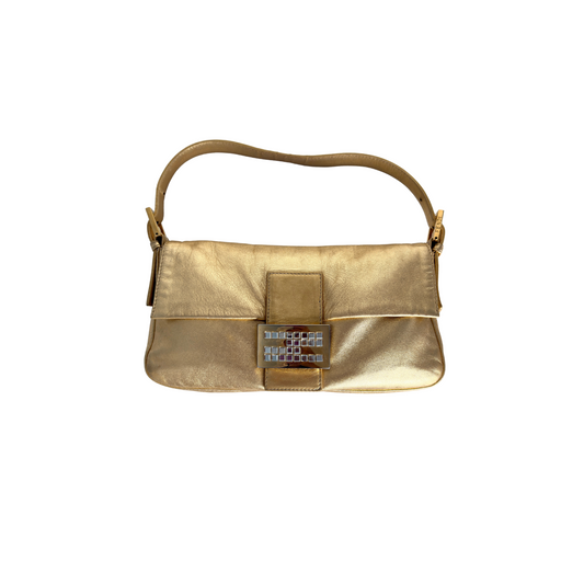 FENDI Baguette Gold Leather Bag