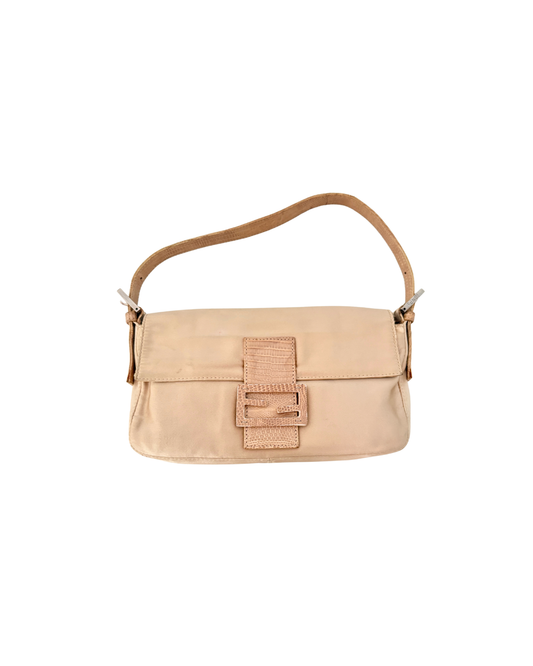 Available | Fendi Lizard Beige Satin Baguette