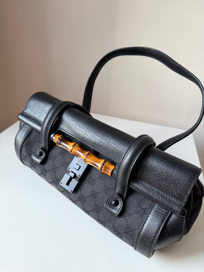 AVAILABLE | Gucci GG Canvas Bamboo Bullet Medium – Black