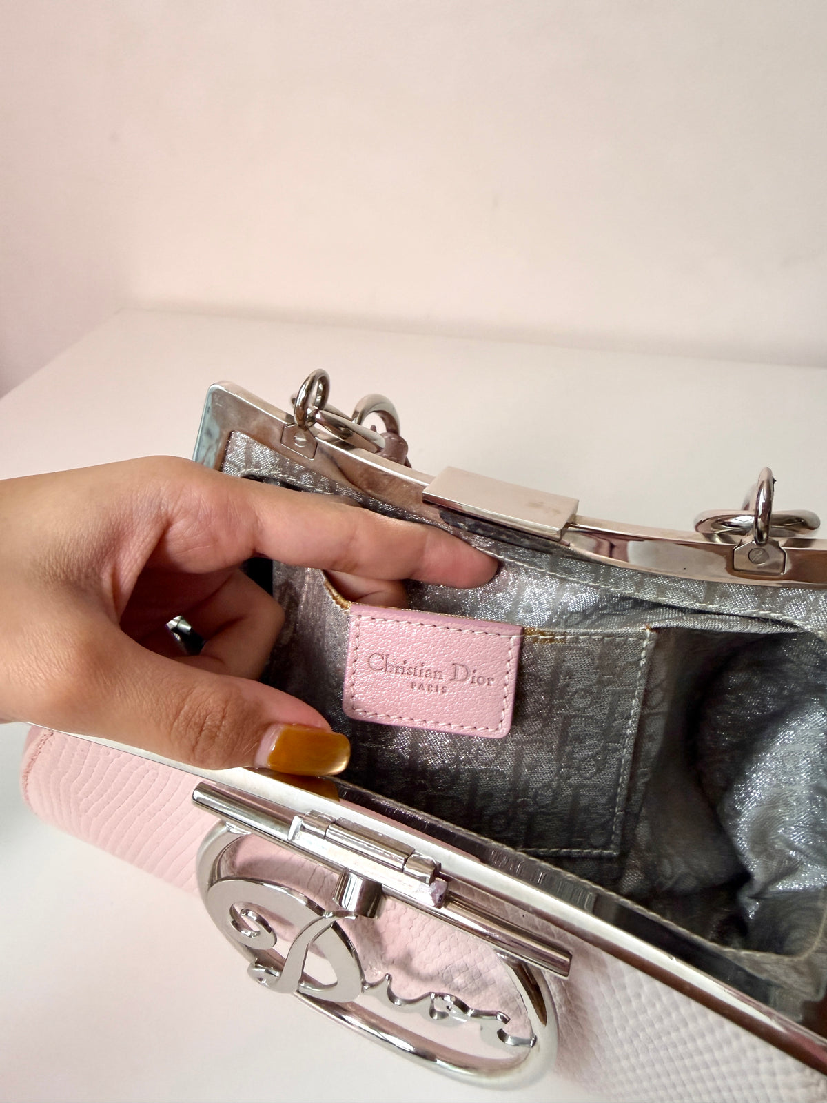 AVAILABLE | Christian Dior Diva Pink Phyton Handbag