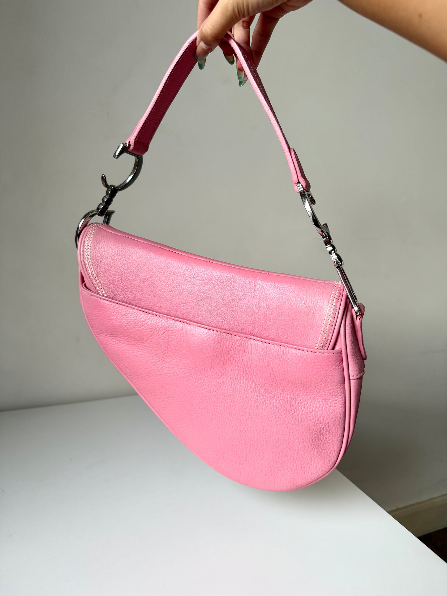 AVAILABLE | Christian Dior Leather Saddle Bag – Pink