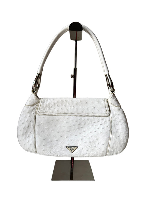 AVAILABLE | Prada Ostrich Swing Handbag 2003  – White