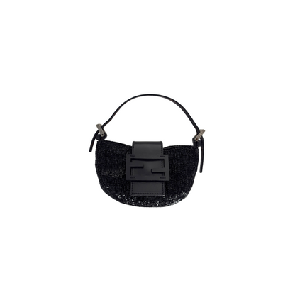 FENDI Black Beaded Mini Croissant