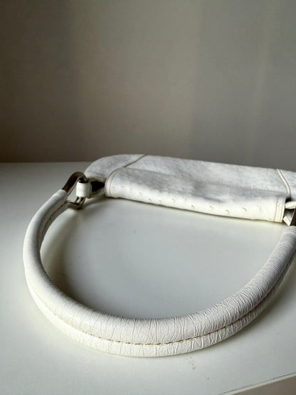 AVAILABLE | Prada Ostrich Swing Handbag 2003  – White