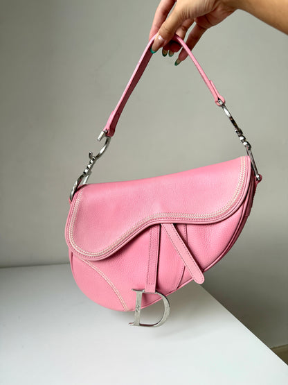 AVAILABLE | Christian Dior Leather Saddle Bag – Pink