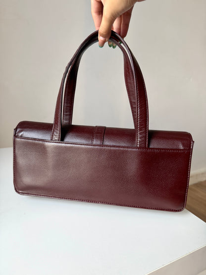 AVAILABLE | Chanel Double Pocket Satchel – Burgundy
