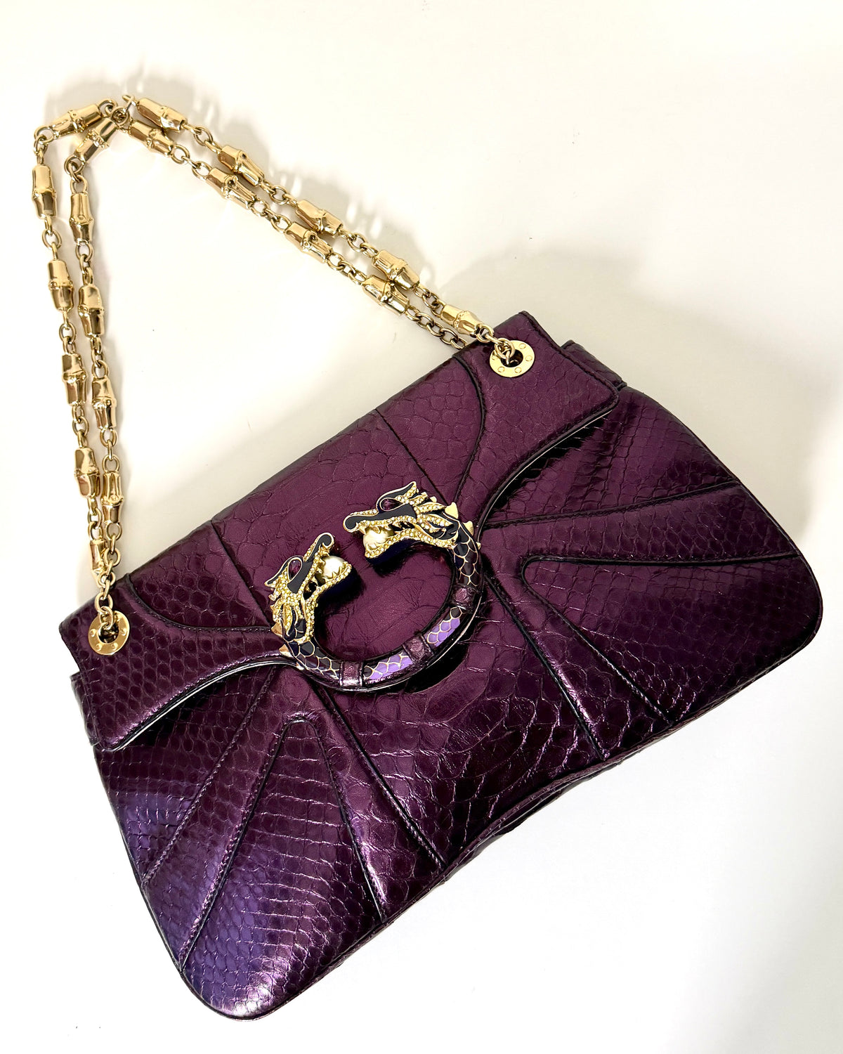 AVAILABLE | Gucci F/W 2004 Phyton Dragon Horsebit by Tom Ford – Purple