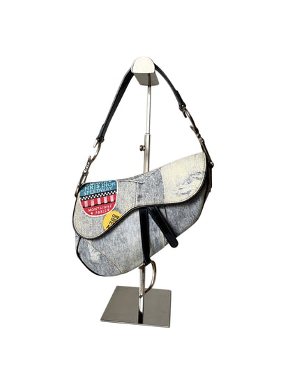 AVAILABLE | Christian Dior Speedway Distressed Saddle Bag – Blue