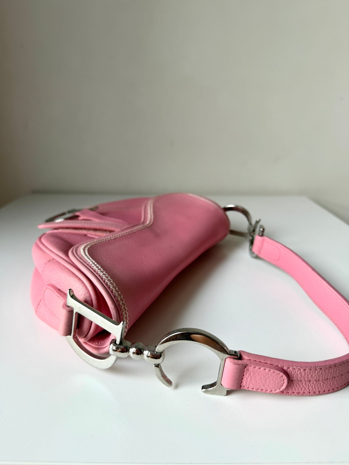 AVAILABLE | Christian Dior Leather Saddle Bag – Pink