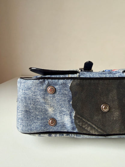 AVAILABLE | Christian Dior Distressed Denim Speedway Saddle Bowler Bag