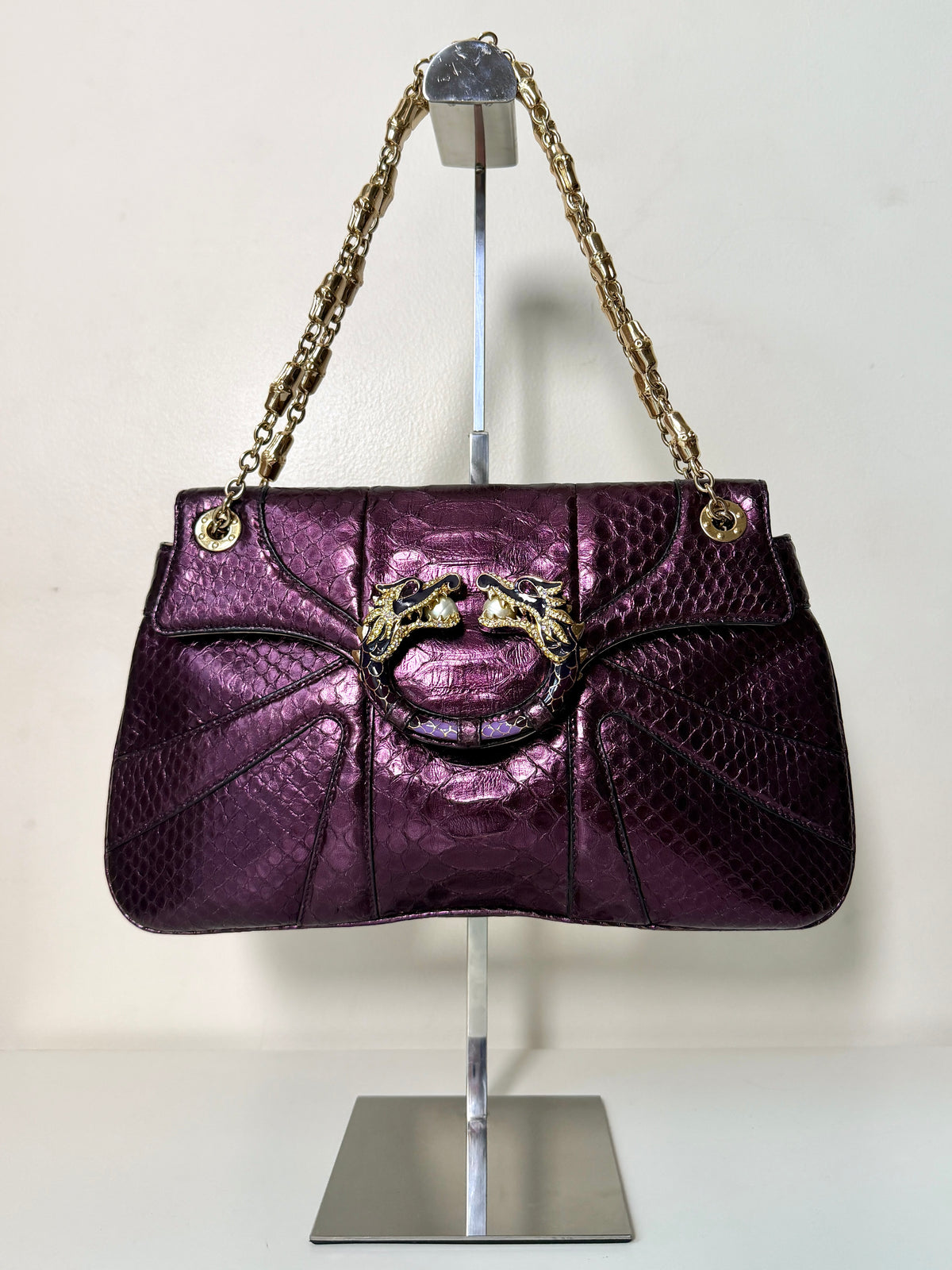AVAILABLE | Gucci F/W 2004 Phyton Dragon Horsebit by Tom Ford – Purple