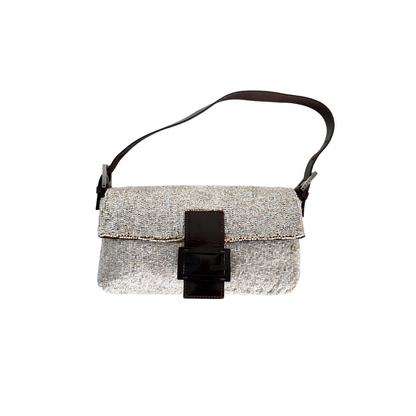 FENDI Silver Beaded Baguette