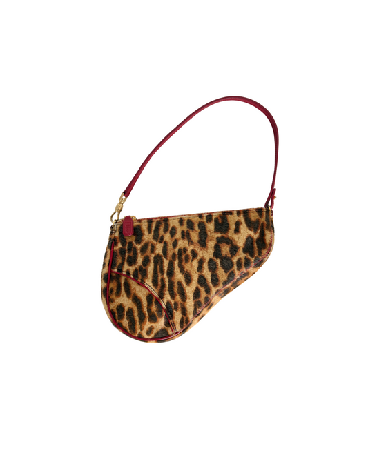 Available | Christian Dior Leopard Pony Hair Mini Saddle Bag