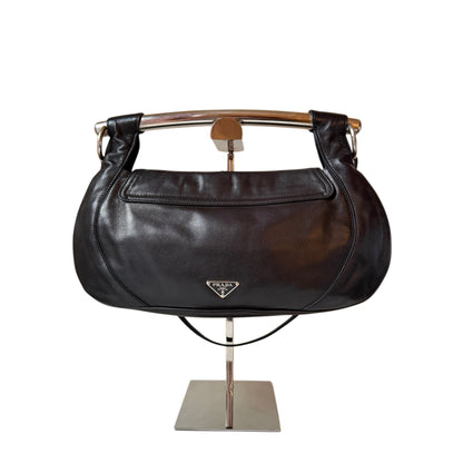 AVAILABLE | Prada Black Halfmoon Lambskin Swing Bag