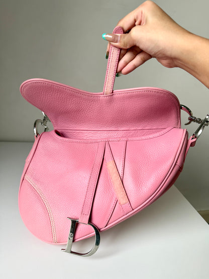 AVAILABLE | Christian Dior Leather Saddle Bag – Pink