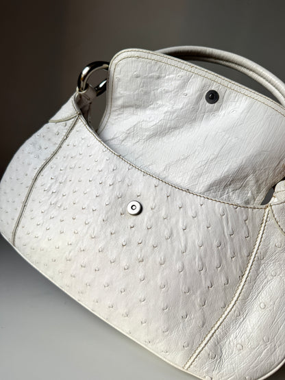 AVAILABLE | Prada Ostrich Swing Handbag 2003  – White