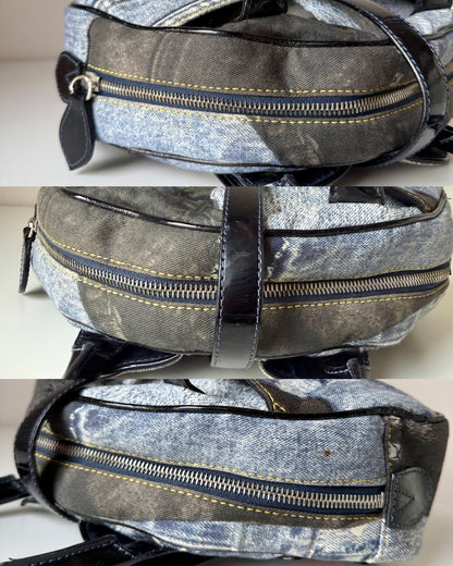 AVAILABLE | Christian Dior Distressed Denim Speedway Saddle Bowler Bag