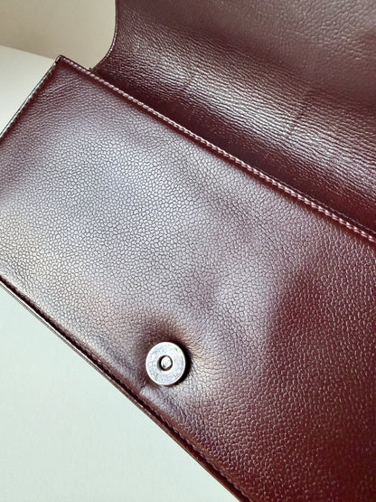 AVAILABLE | Chanel Double Pocket Satchel – Burgundy