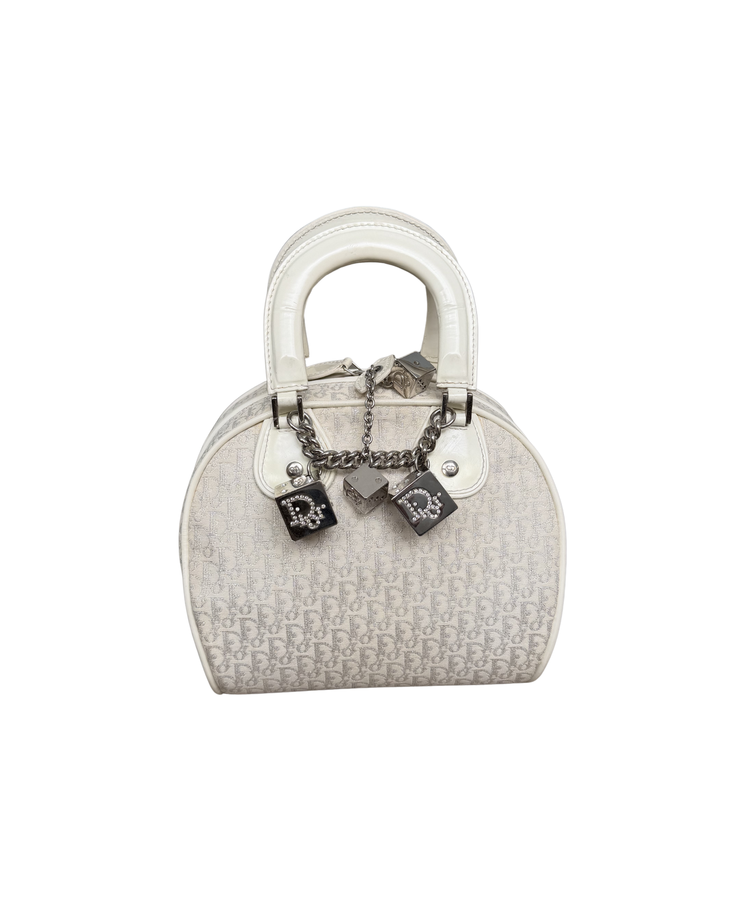Christian Dior White Monogram Dice Gambler Handbag