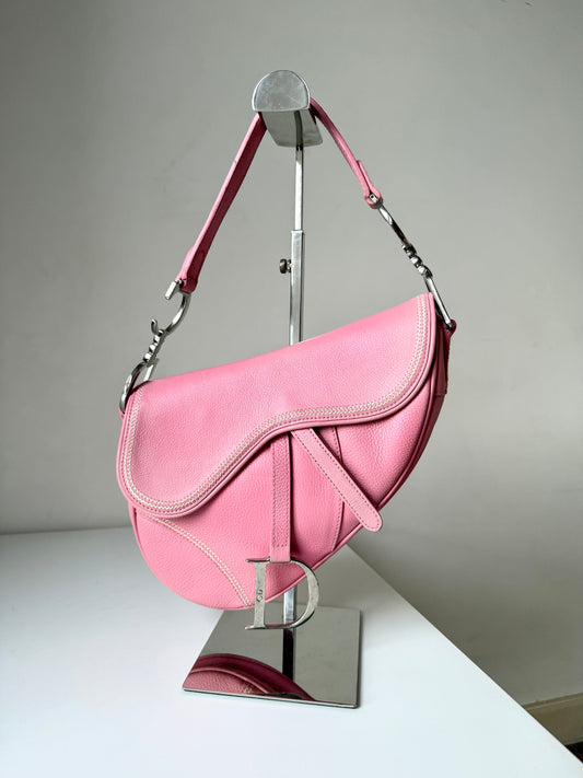 AVAILABLE | Christian Dior Leather Saddle Bag – Pink